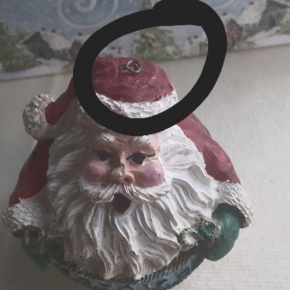 Set of 5 ornaments. Santa rejoice ornament & 4 elf with stack package ornaments. - Picture 5 of 8